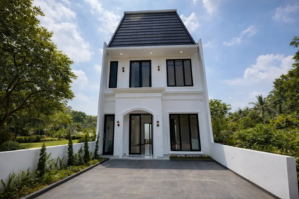Tampak depan unit dua lantai Taman Bougenville Estate
