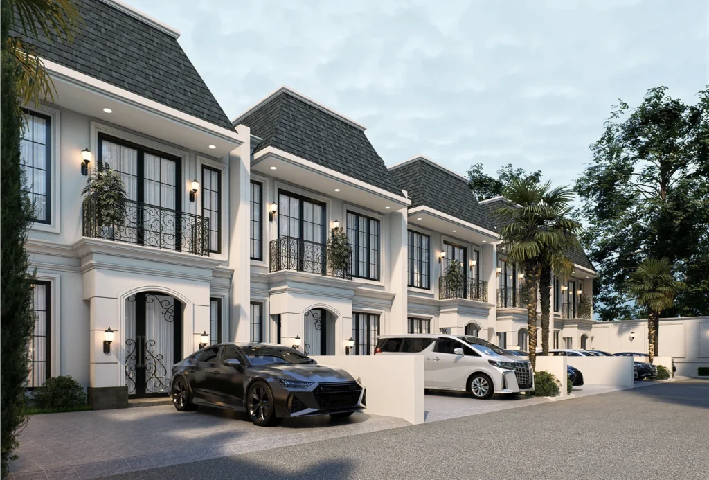 Render tampak jalan cluster Taman Bougenville Estate Jatibening